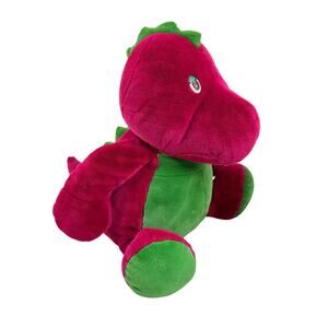 Vtg Chrisha Playful Plush Barney 1988 Purple dinosaur 16 In Sitting